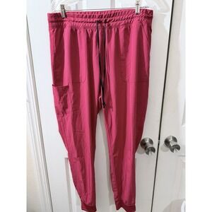 Maevn Unisex Size XL Red Solid Jogger Polyester Scrub Pants Drawstring Cargo‎